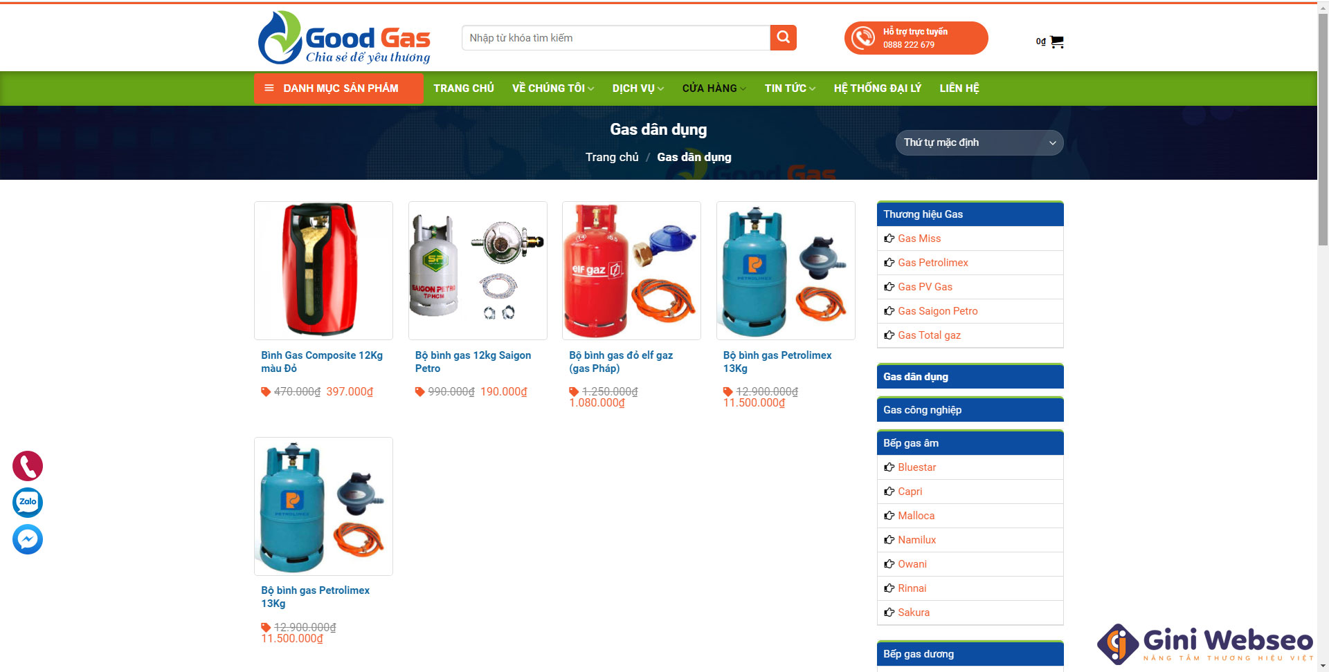 Thiết kế website bán gas Good Gas