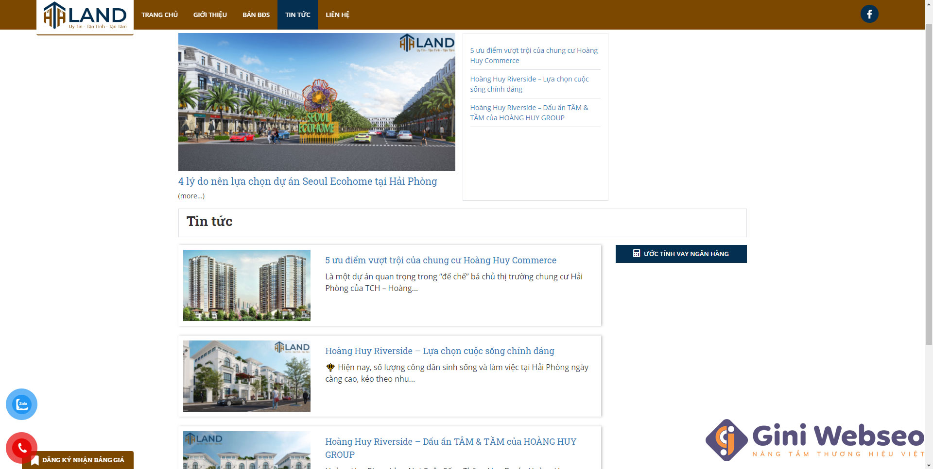 Thiết kế website bất động sản HTH Land