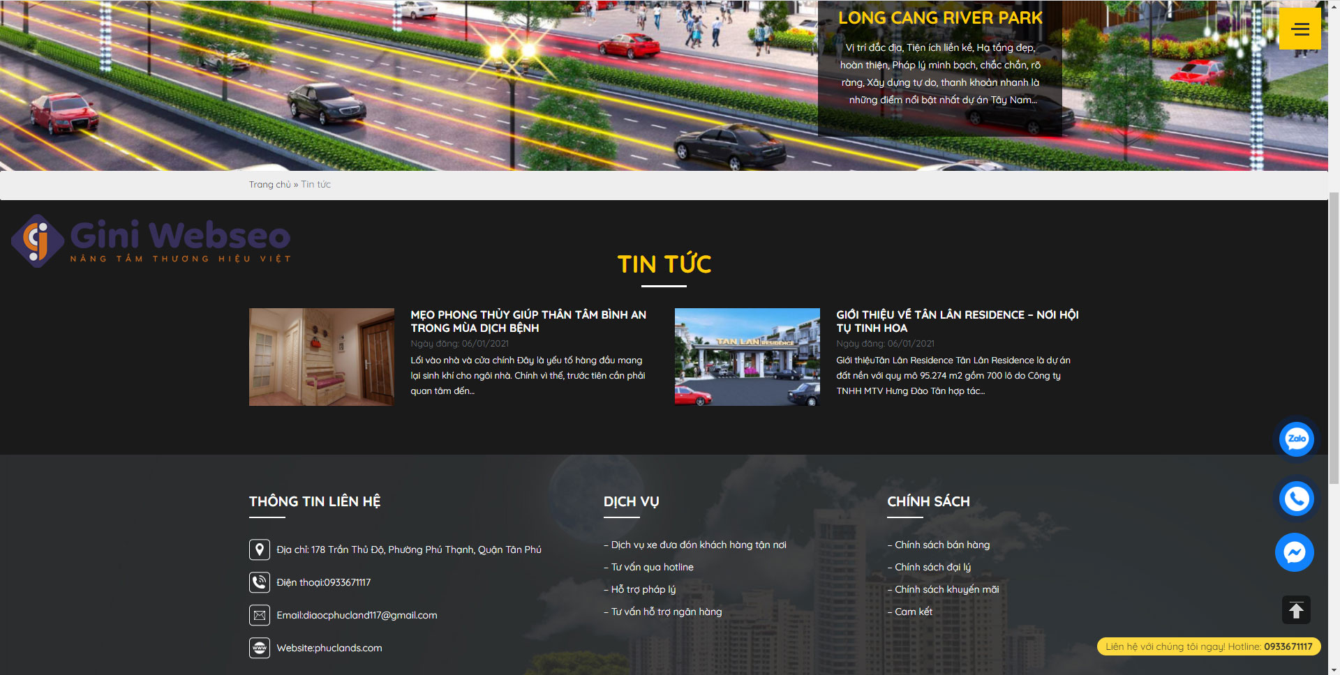 Thiết kế website bất động sản Phúc Land Groups