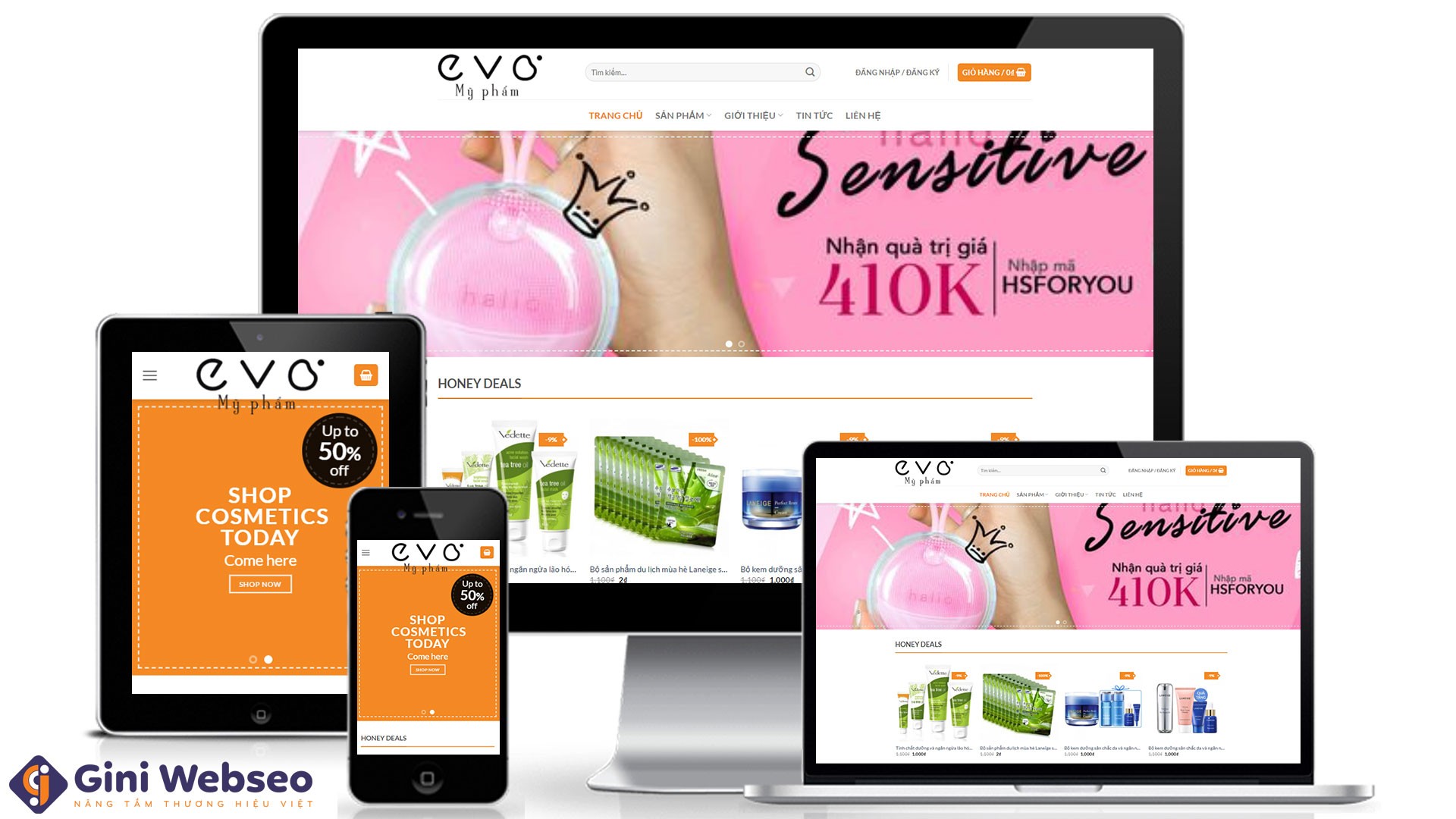 Thiết kế website mỹ phẩm EVO