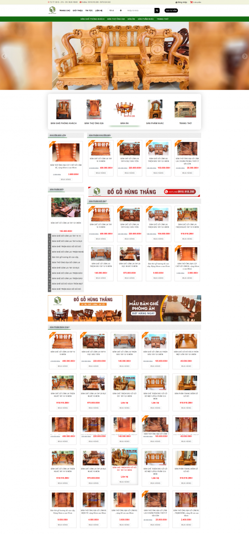 Thiết kế website nội thất đồ gỗ Hùng Thắng