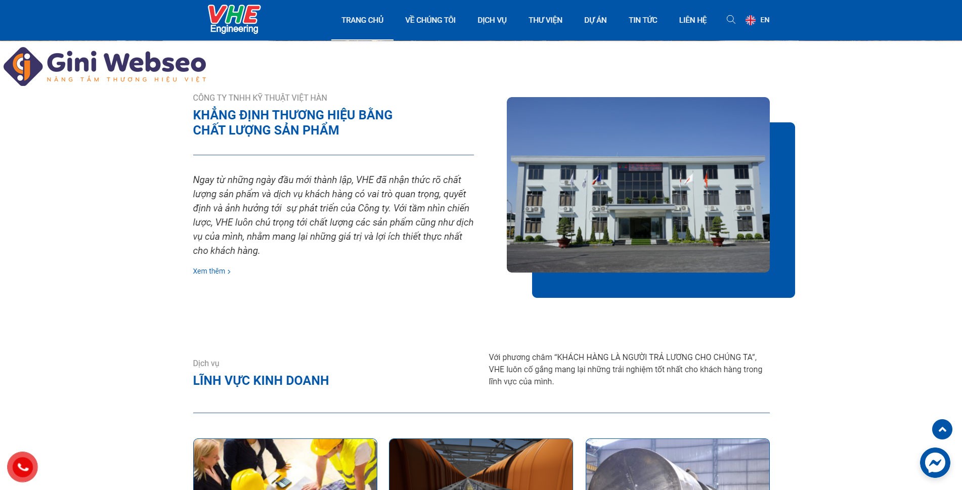 Thiết kế website công ty kỹ thuật VHE