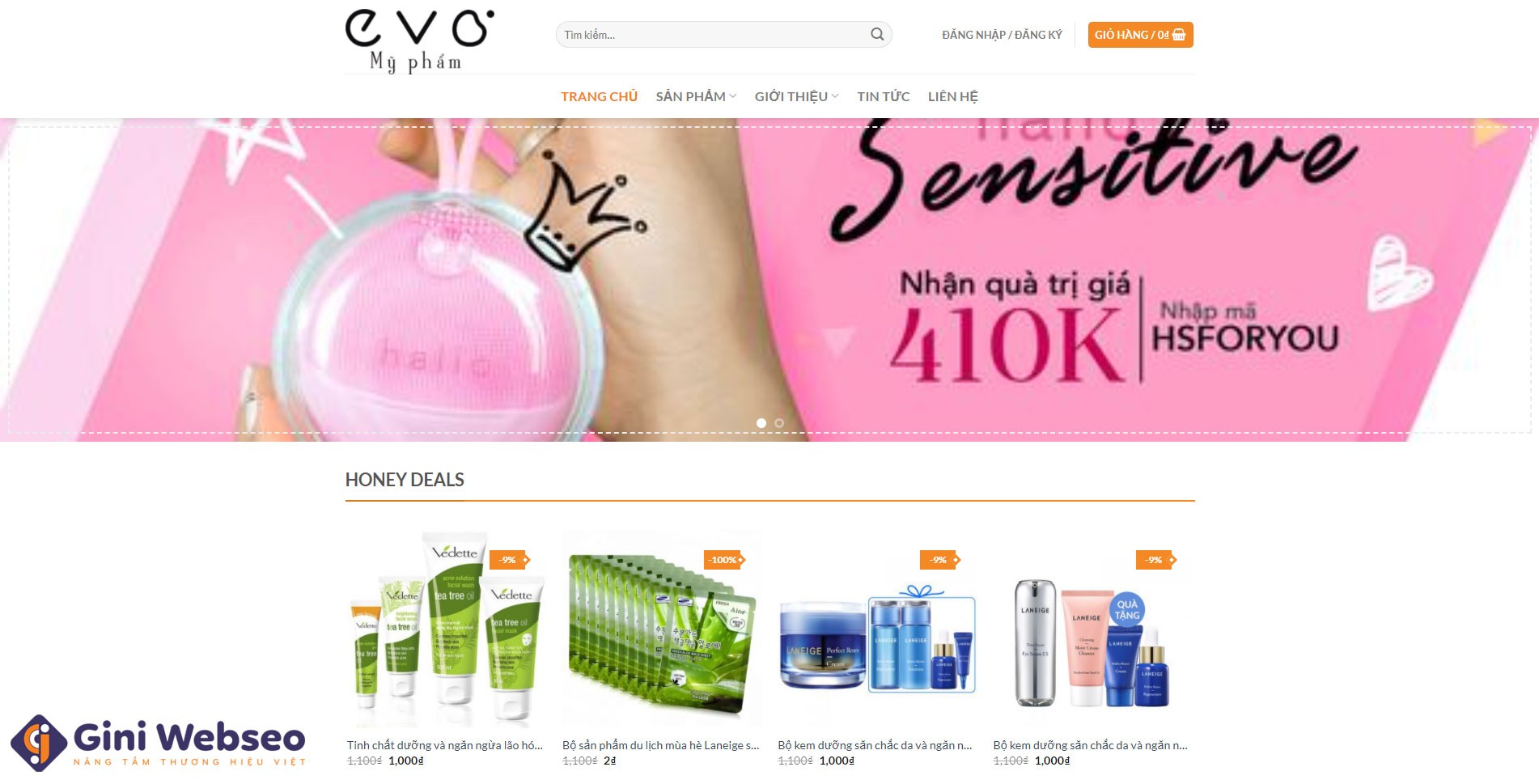 Thiết kế website mỹ phẩm EVO