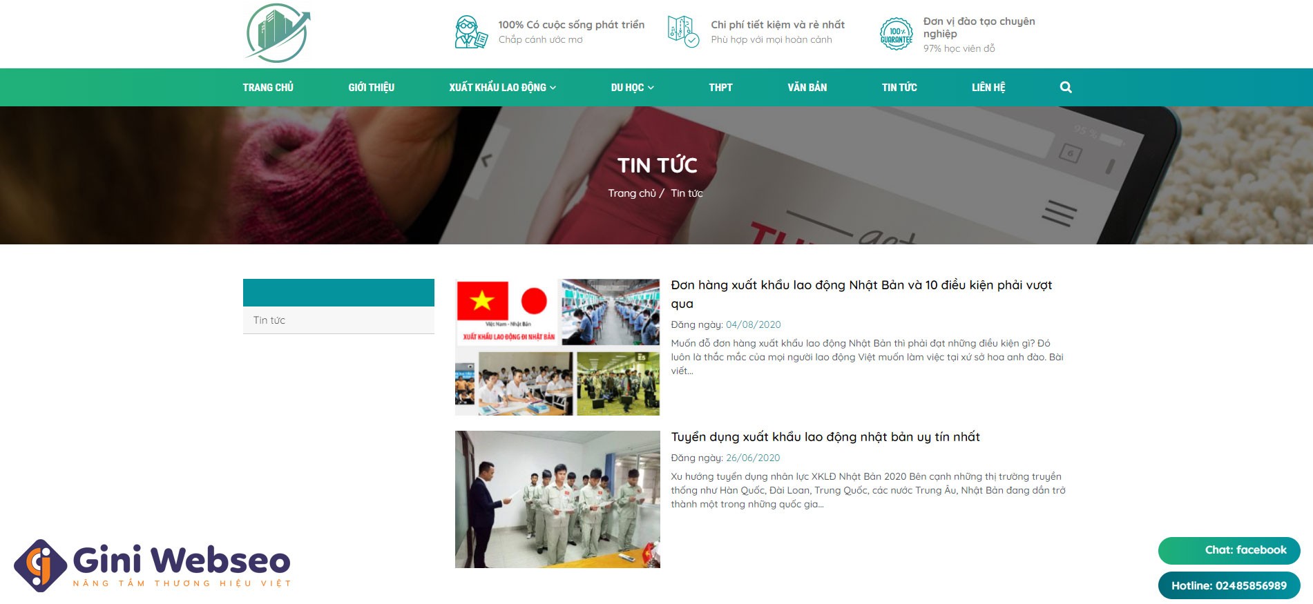 Thiết kế website công ty Du học xuất khẩu lao động