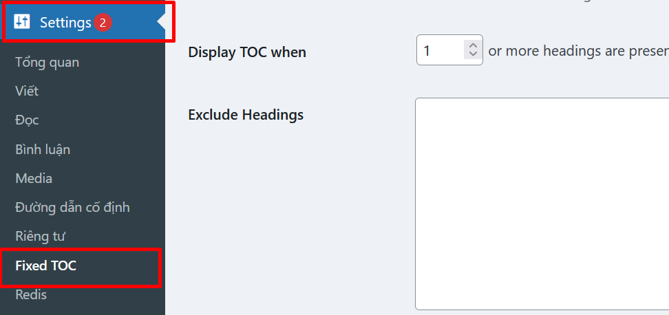 Cấu Hình Plugin Fixed TOC
