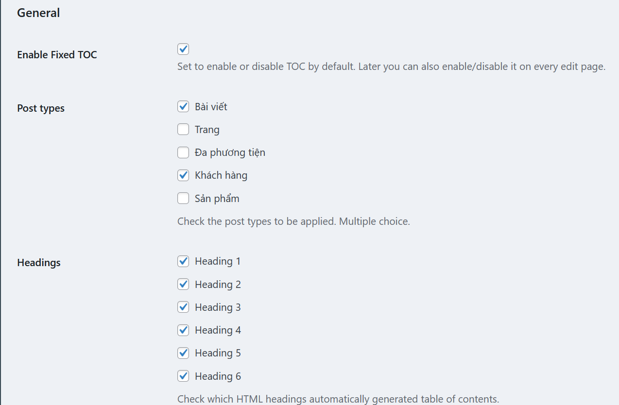 Cấu Hình Plugin Fixed TOC 2