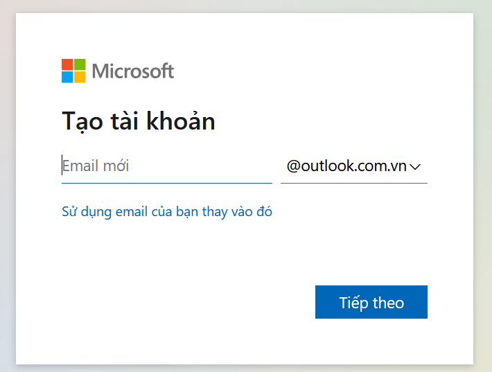 Tạo tài khoản Microsoft