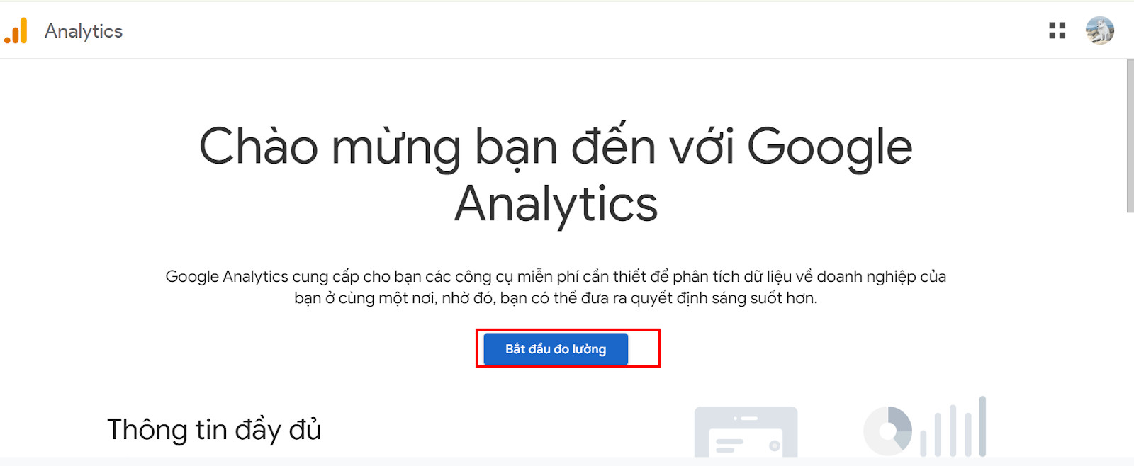 Truy cập trang Google Analytics